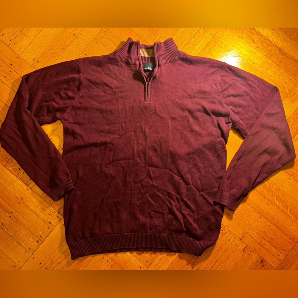 Bill Blass Men's Maroon Zip-Up Sweater